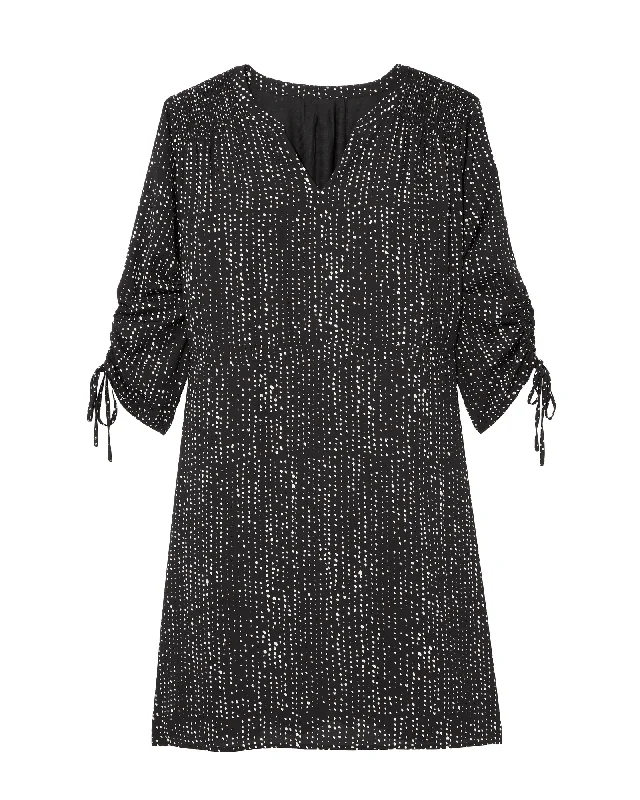 Deep Discounts Keene Ruched Sleeve Dress | Black / White