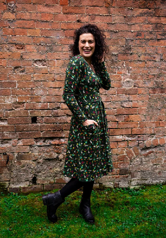 Major Savings Briar Green Rabbit Print Cotton Dress