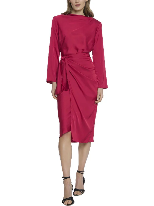 Clearance Sale Womens Faux Wrap Cocktail Midi Dress