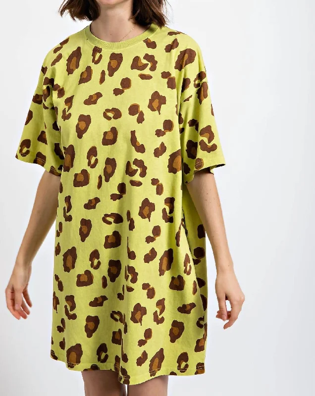 Deal Alert Cheetah-Lious T-Shirt Dress In Pineapple