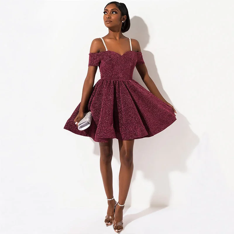 Unmissable Offer Sequin Off Shoulder High Waist Tuxedo Dress