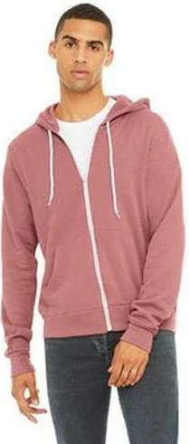 Final Clearance Bella + Canvas 3739 Unisex Poly-Cotton Fleece Full-Zip Hooded Sweatshirt - Mauve Final Clearance Bella + Canvas 3739 Unisex Poly-Cotton Fleece Full-Zip Hooded Sweatshirt - Mauve