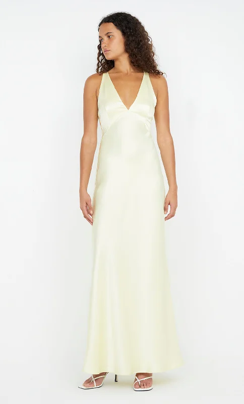 Exclusive Online Offer THE DREAMER V NECK DRESS - ICE YELLOW