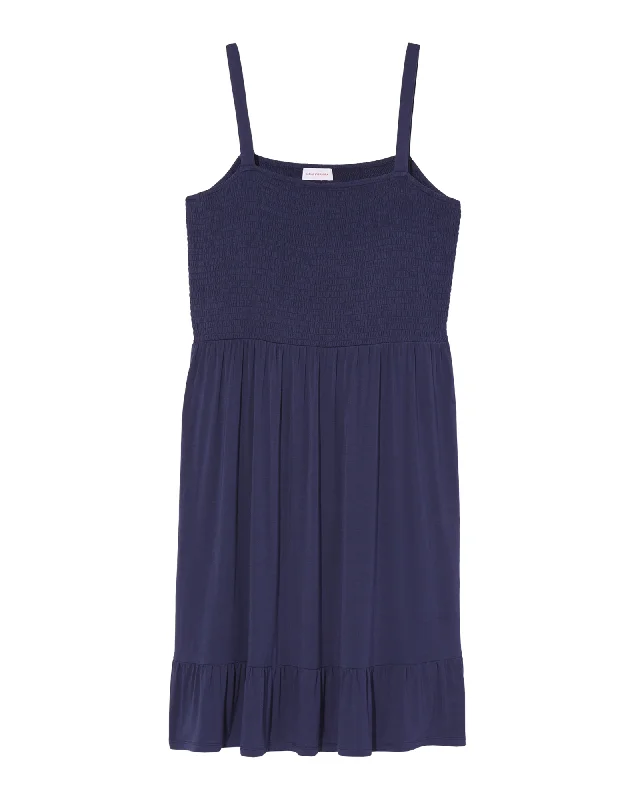 Special Price Glendale Smocked Bust Knee Length Dress | Navy
