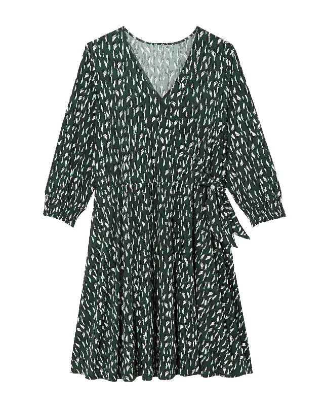 Hurry In Madison Faux Wrap Dress | Forest Green