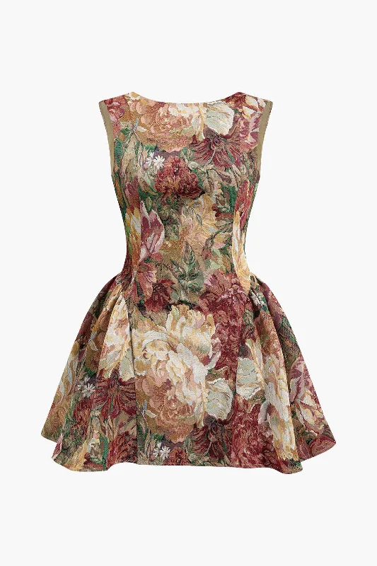 Price Buster Jacquard Ruched Sleeveless Mini Dress