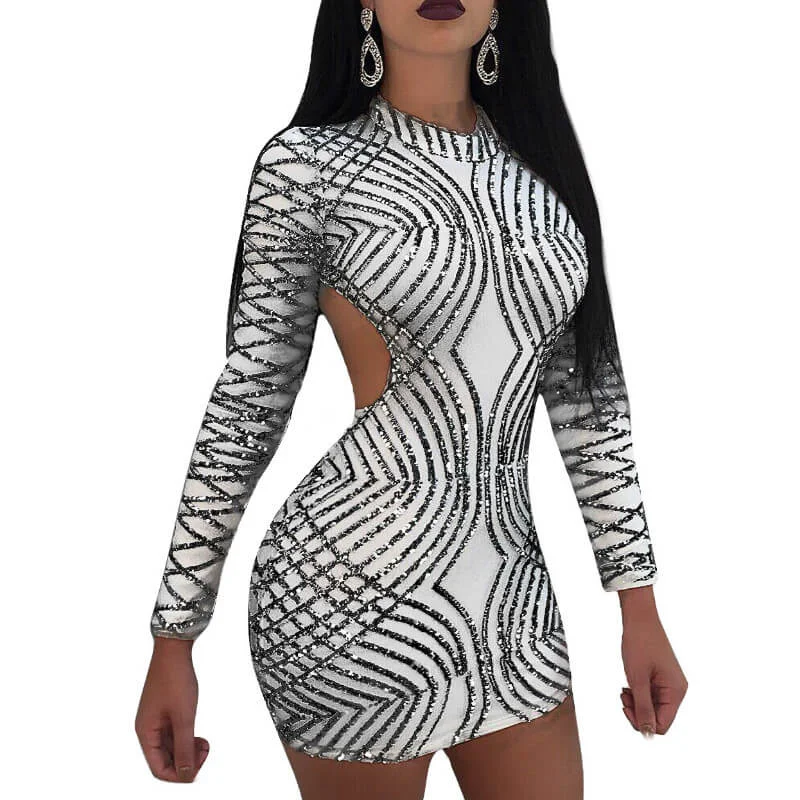 Price Buster Sequin Backless Bodycon Short Dress