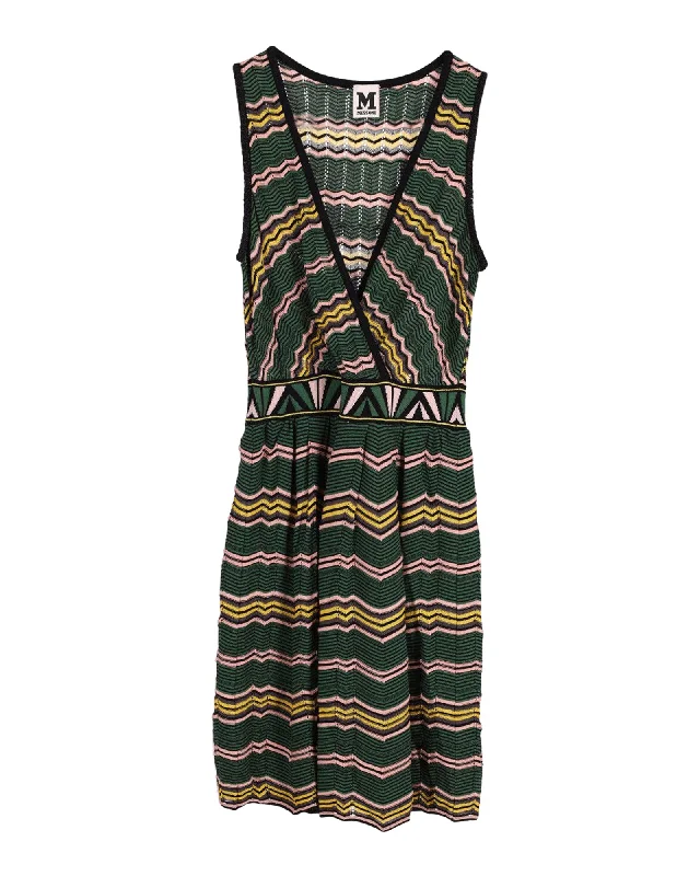 Unbeatable Prices Missoni Deep V Striped Sleeveless Dress in Green Print Viscose