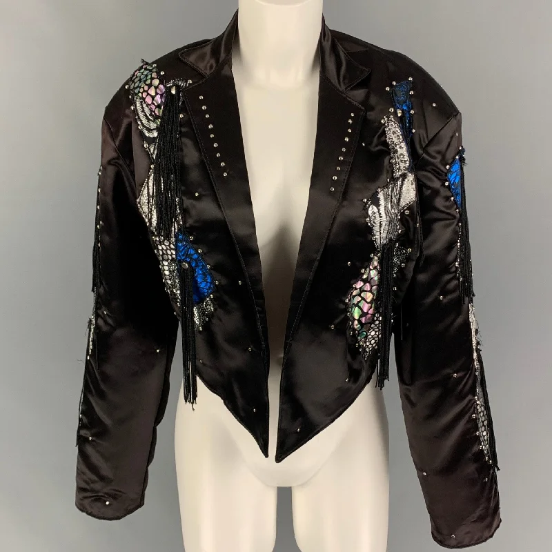 Extra Savings CHARLES HILL ROTH Size M Black Polyester Applique Cropped Jacket