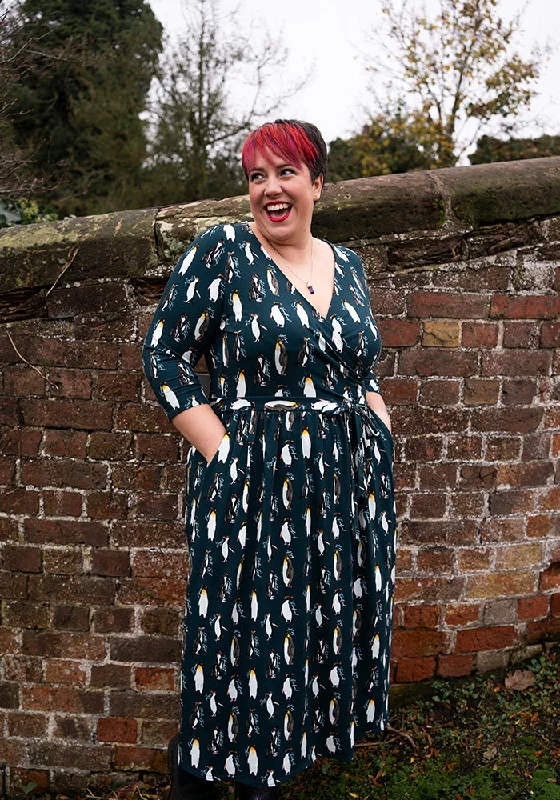 Limited Availability Opaline Penguin Print Cotton Midi Dress
