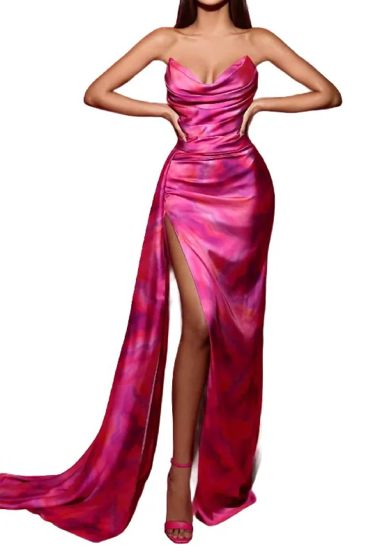 Big Discounts Muddy Elbise Long Gown In Fuschia