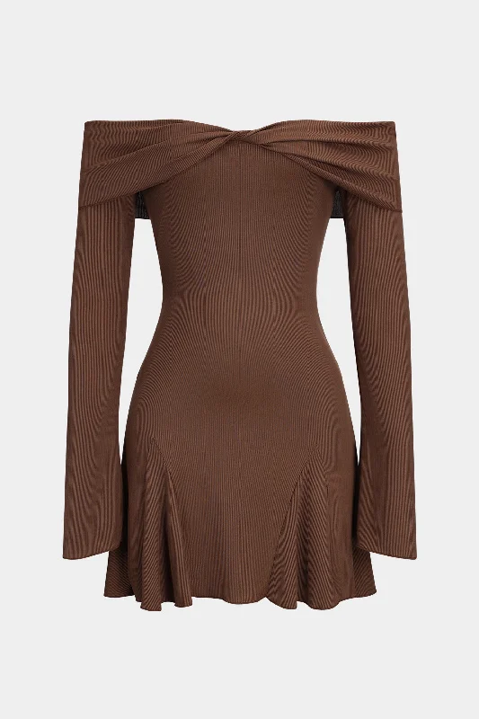 Massive Deals Off Shoulder Crossed Long Sleeve Mini Dress