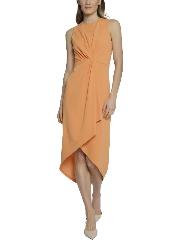 Inventory Reduction Womens Pleated Mid Calf Wrap Dress