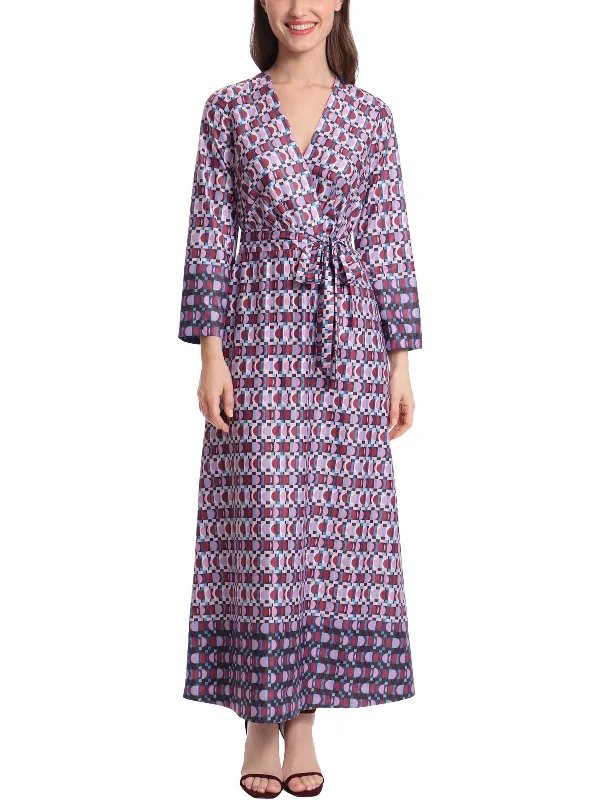 TIME-Limited Offer Womens Faux Wrap Printed Maxi Dress