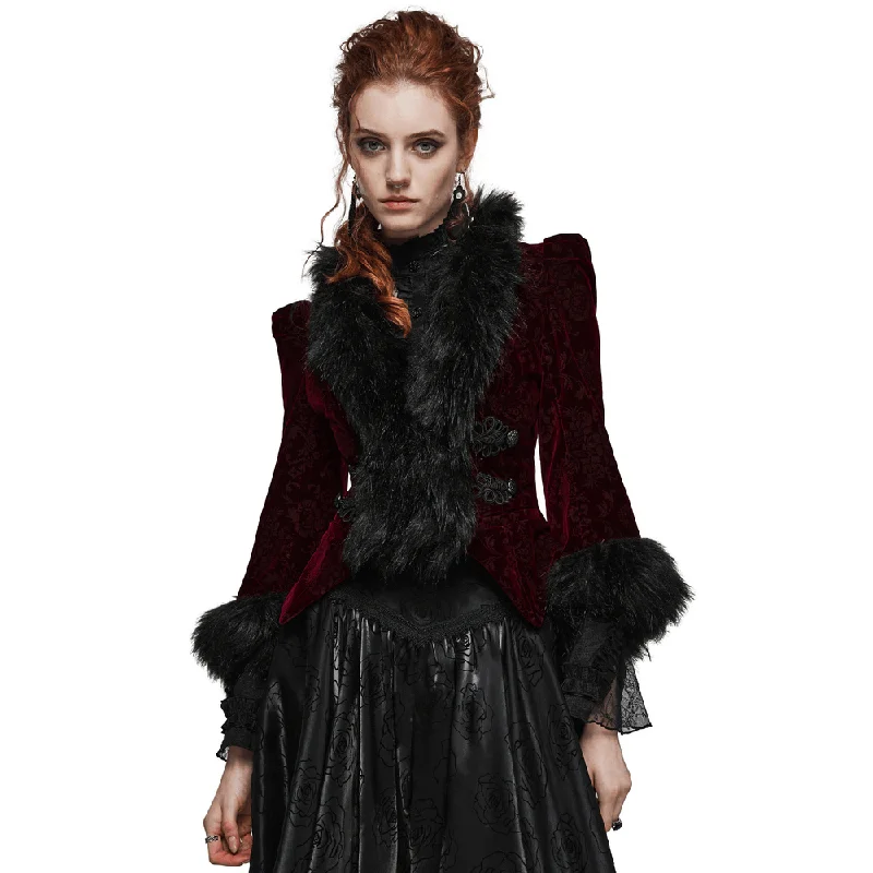 Amazing Deals Luxurious Velvet Fur-Trimmed Gothic Short Jacket