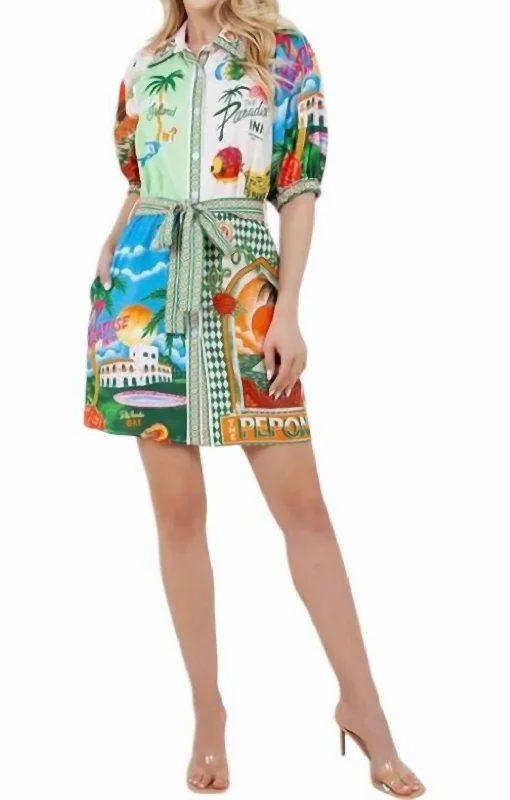 New Markdowns Resort Print Shirt Dress In Multi