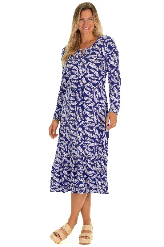 Grand Opening Sale The Mosa Midi Dress in Blue Fern