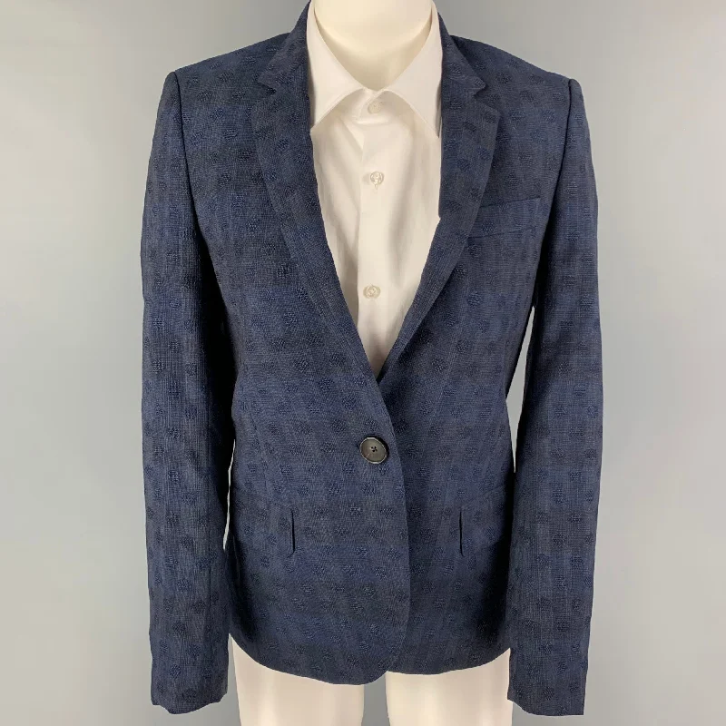 Savings Alert PS by PAUL SMITH Size S Navy Pattern Notch Lapel Jacket Blazer