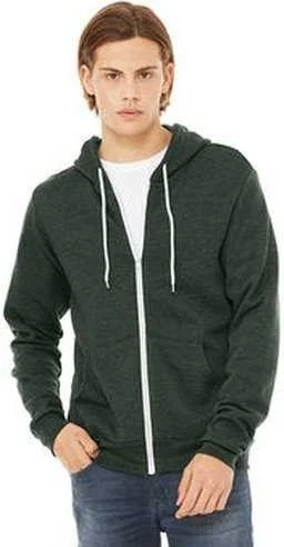 Today's Special Bella + Canvas 3739 Unisex Poly-Cotton Fleece Full-Zip Hooded Sweatshirt - Heather Forest