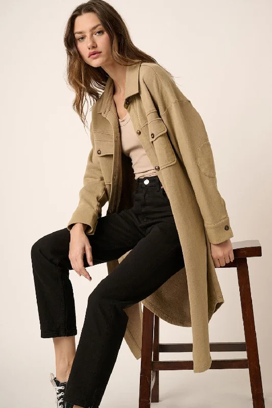 Fantastic Offers Mittoshop Acid Wash French Terry Longline Shacket