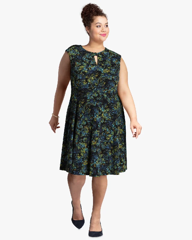 Super Deal Senna Cap Sleeve Fit & Flare Dress | Light Green / Black