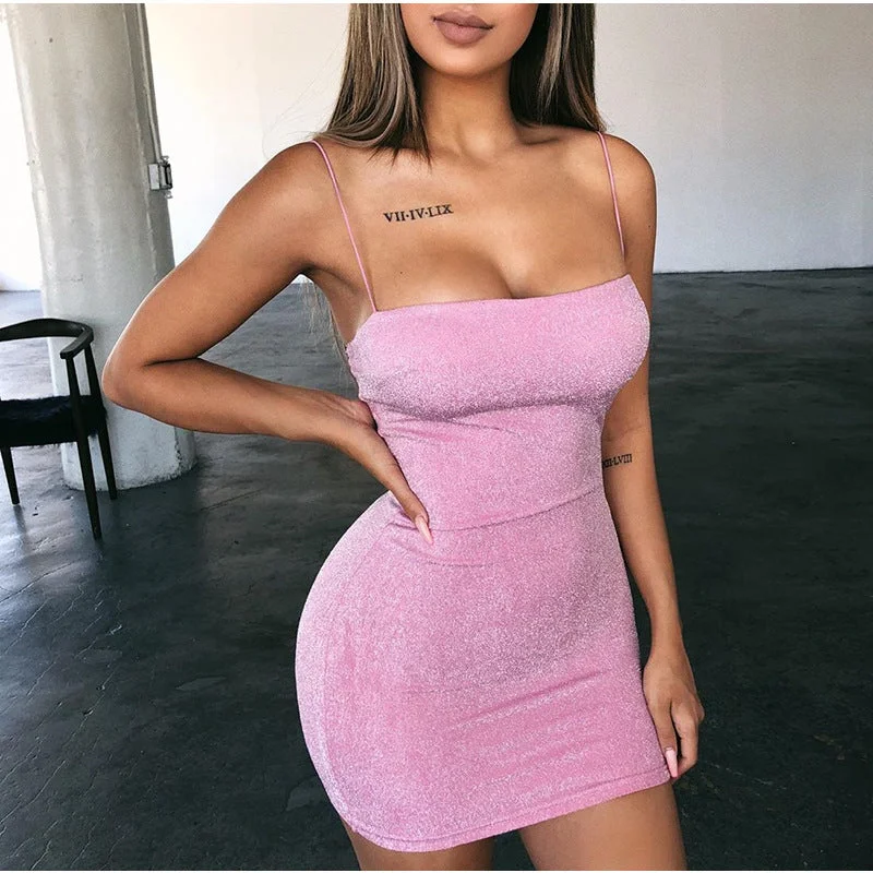 Discount Extravaganza Spaghetti Strap Backless Strapless Slim Bodycon Dress