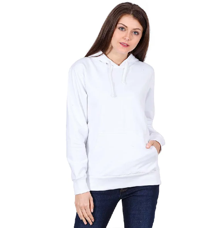 Price Buster Plain White Hoodie Sweatshirt for Women