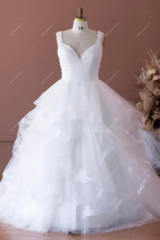 Quick Sale Straps Sweetheart Neck Ruffled Ballgown Wedding Dress
