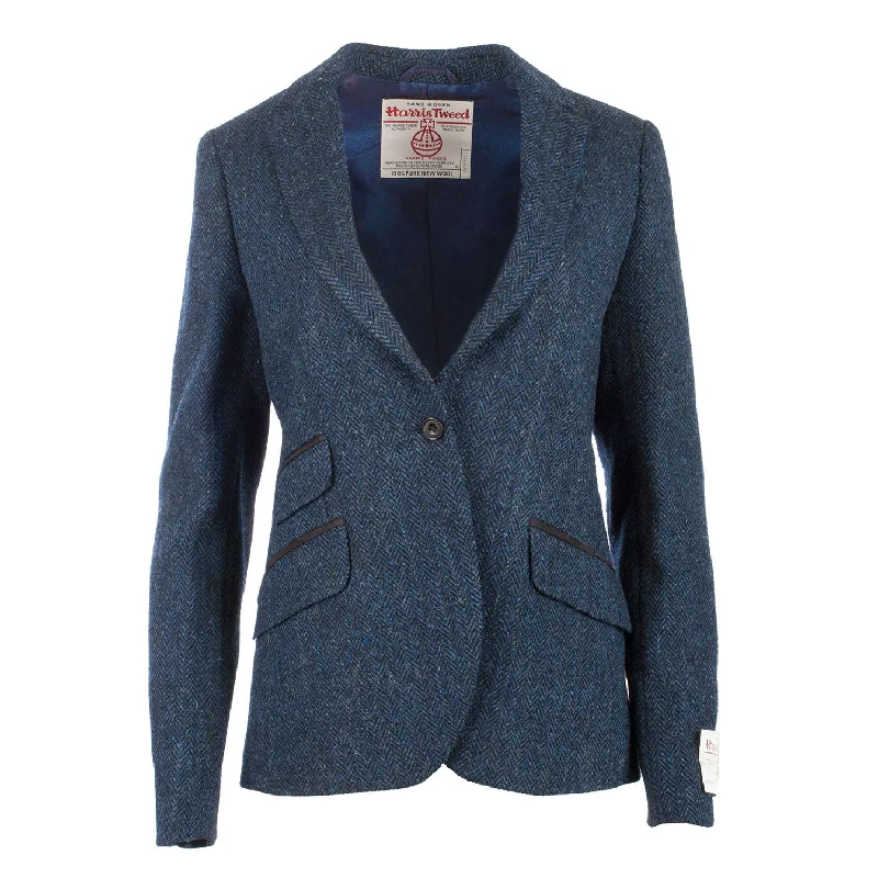 YEAR-End Clearance Women's Harris Tweed Iona Jacket  Blue Herringbone