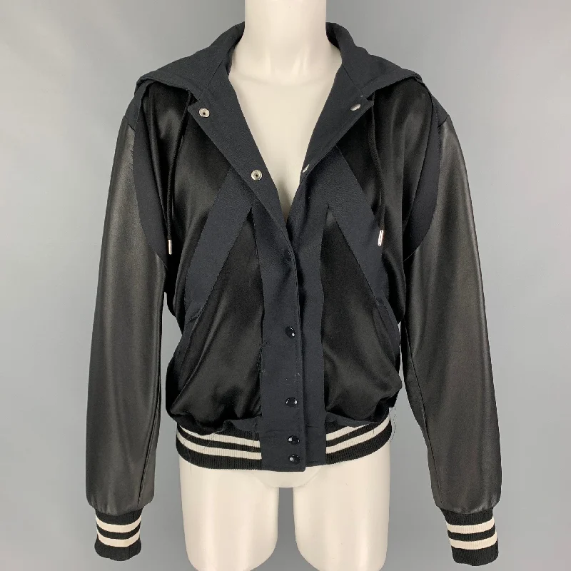 Crazy Deals MAISON MARGIELA 2018 Size 2 Black White Polyester Blend Cut Out Jacket