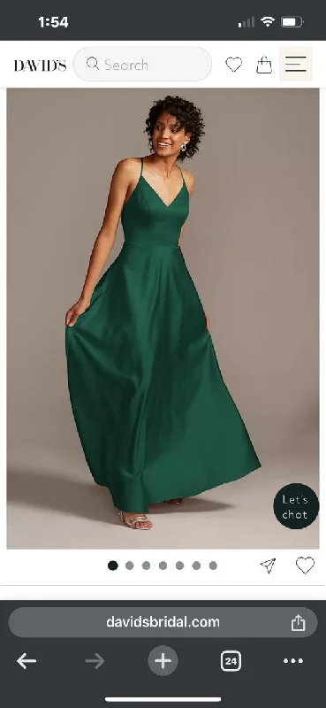 Special Savings David's Bridal Spaghetti Strap Satin A-Line Long Dress - Style F20131