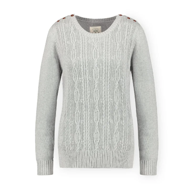 Deal of the Day Cable Sweater with Button Detail