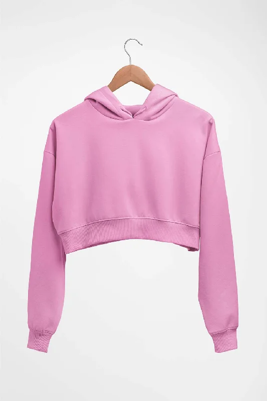 Instant Savings Plain Light Pink Crop HOODIE FOR WOMEN