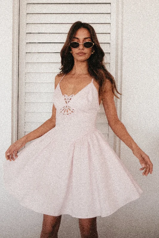 Limited Edition Muriel Cotton Mini Dress With Crochet - Powder Pink