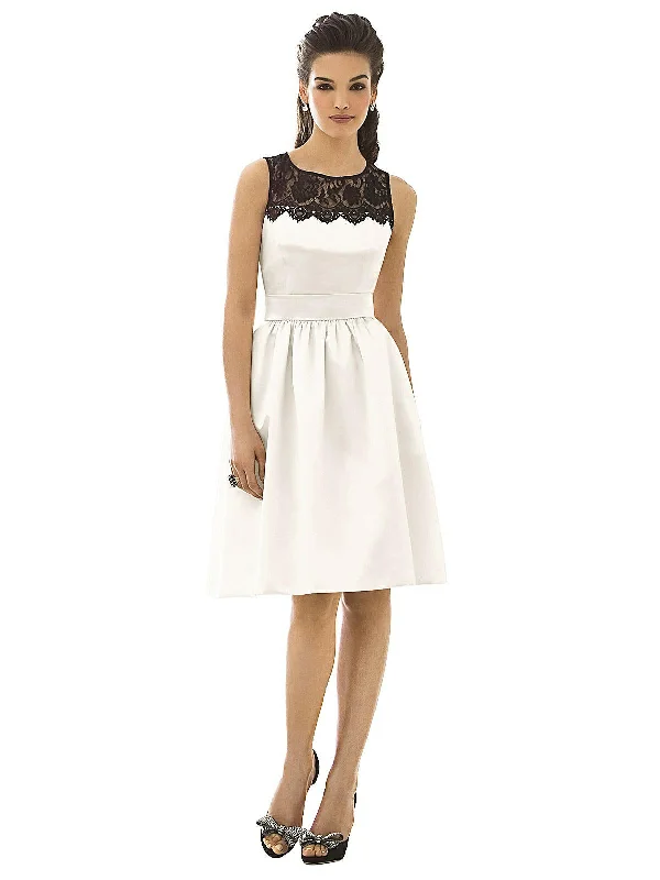 Daily Deals Lace Neck Midi Satin Sleeveless Dress