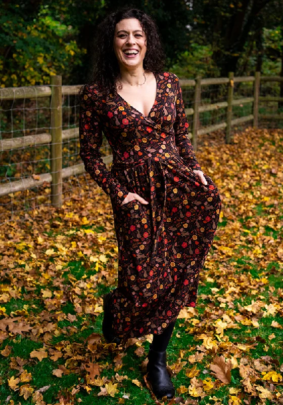 Don't Wait Echo Brown Rabbit Print Cotton Midi Dress