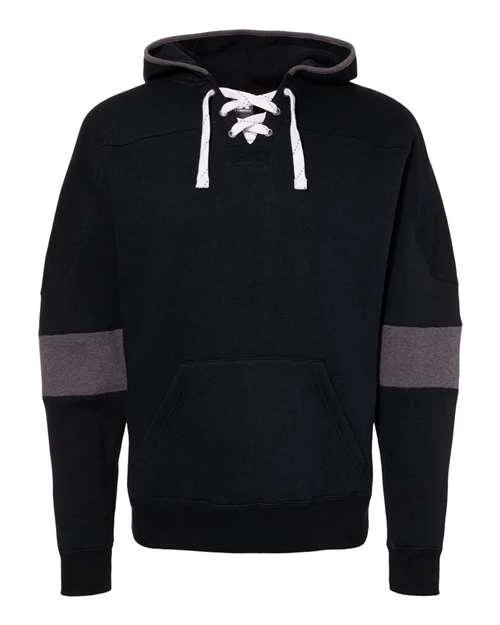 Deep Discounts J. America Sport Lace Colorblocked Fleece Hooded Sweatshirt 8832