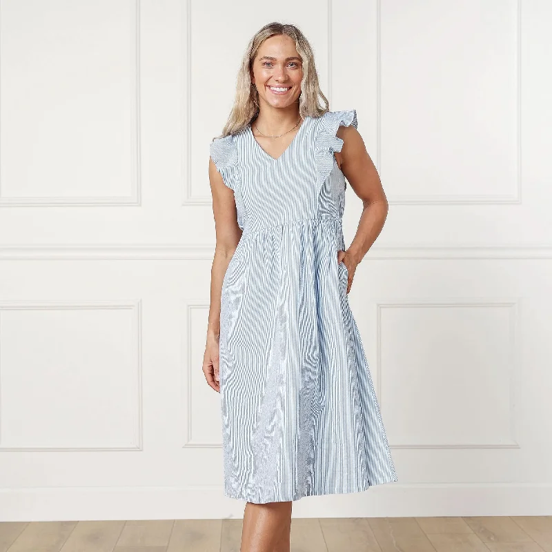 Stock Clearance Organic Seersucker Flutter Dress