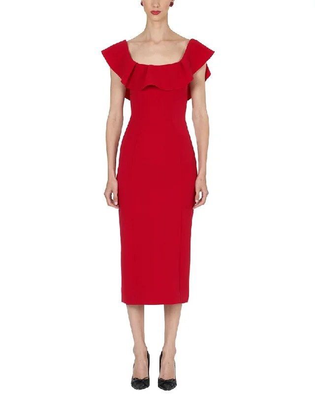 Buy Now Carolina Herrera Draped Neckline Pencil Midi Dress
