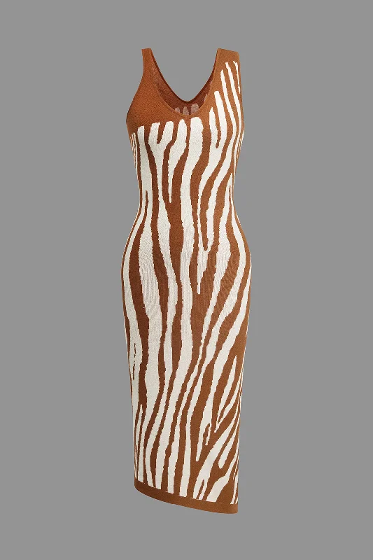 Online Exclusive Zebra Print Asymmetrical Midi Dress