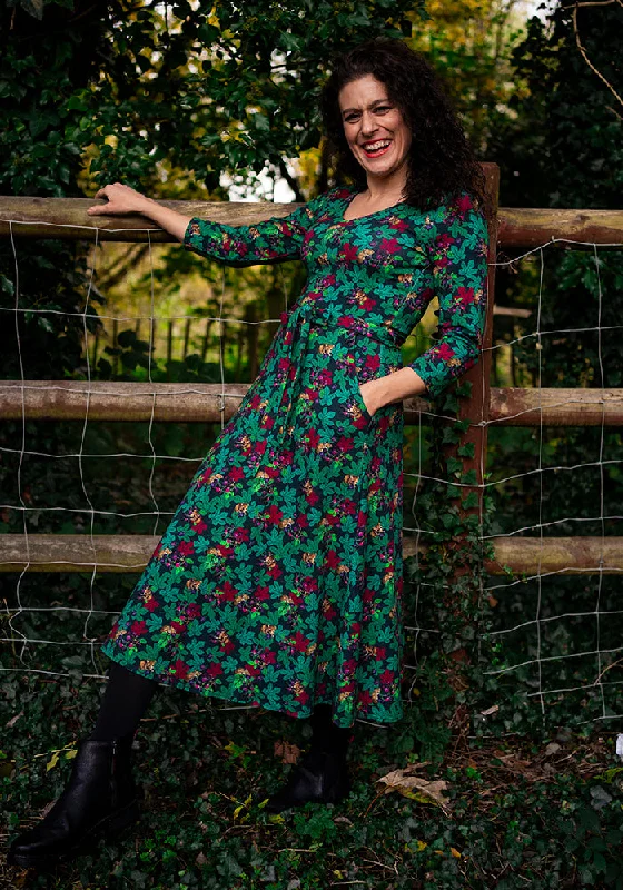 Stock Clearance Bradley Blackberry & Mouse Print Cotton Midi Dress