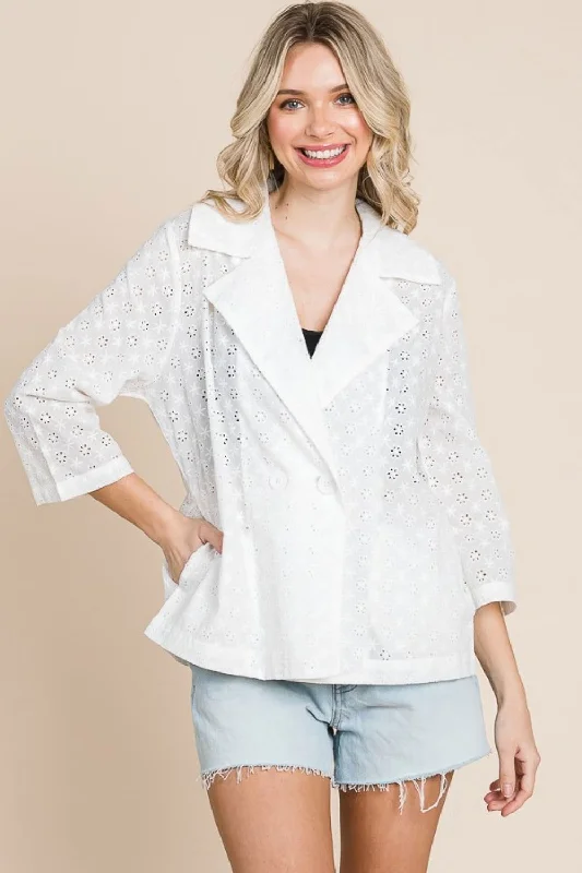 Bargain Prices Culture Code Double Breasted Eyelet Jacket with Pockets