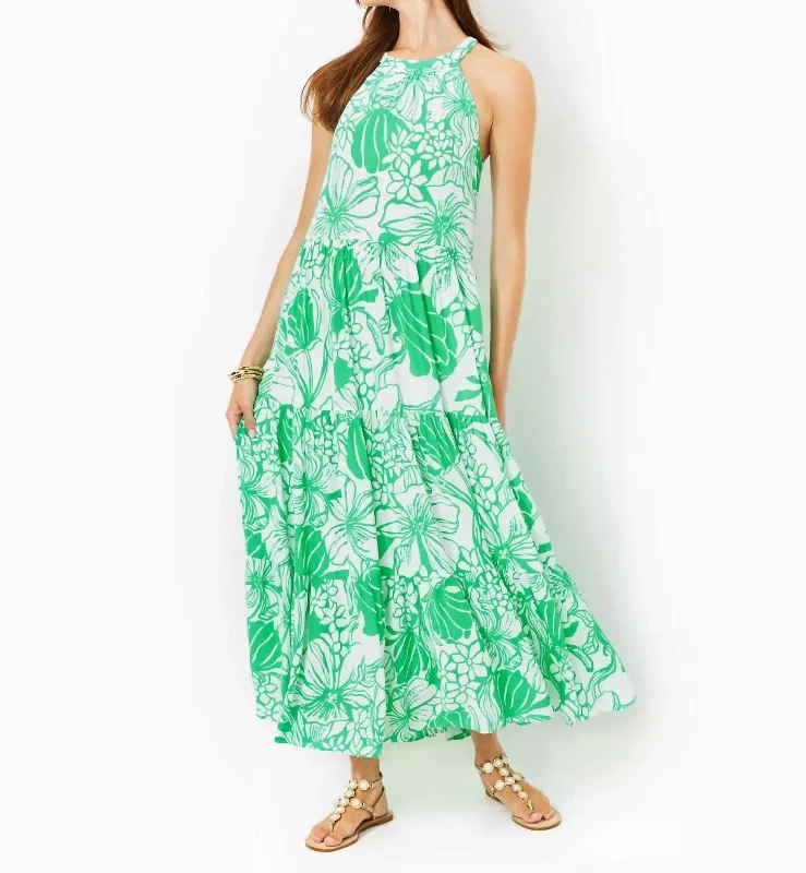 Closeout Beccalyn Halter Maxi Dress In Spearmint Oversized Kiss My Tulips