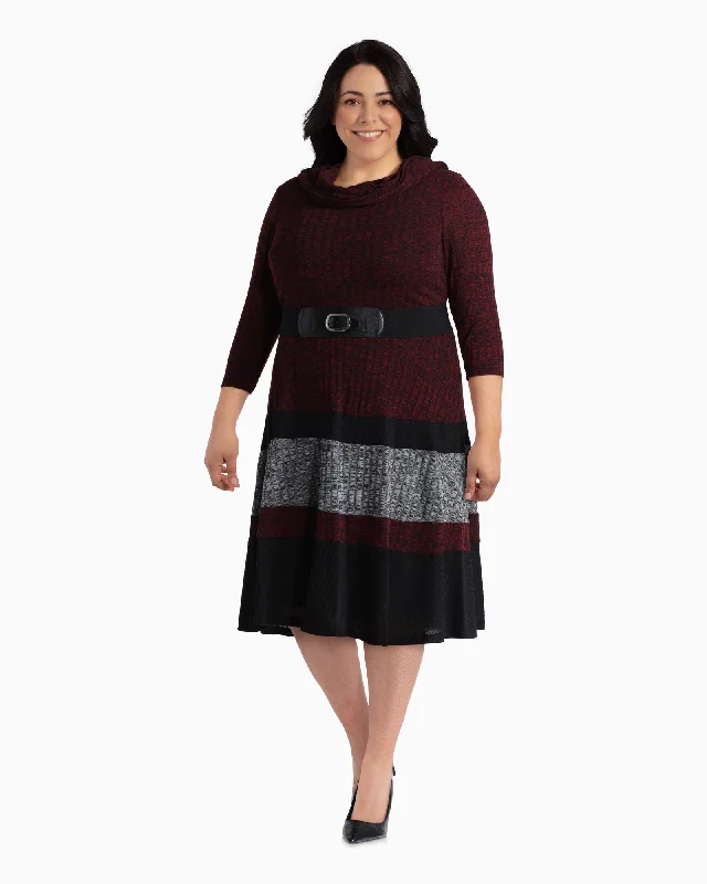 New Markdowns Akron Belted Sweater Dress | Red / Light Grey