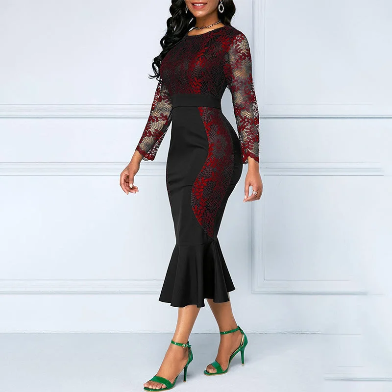 Buy More, Save More Lace Flapper Patchwork High Waist Bodycon Dress
