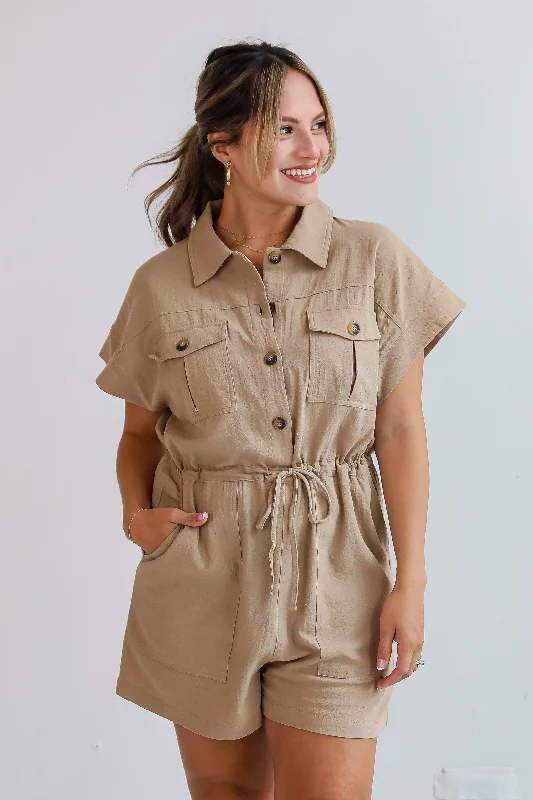 Sneak Peek Sale FINAL SALE - Upscale Confidence Taupe Romper