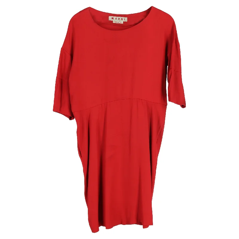 Price Rollback Marni Midi Short Sleeve Dress in Red Cotton