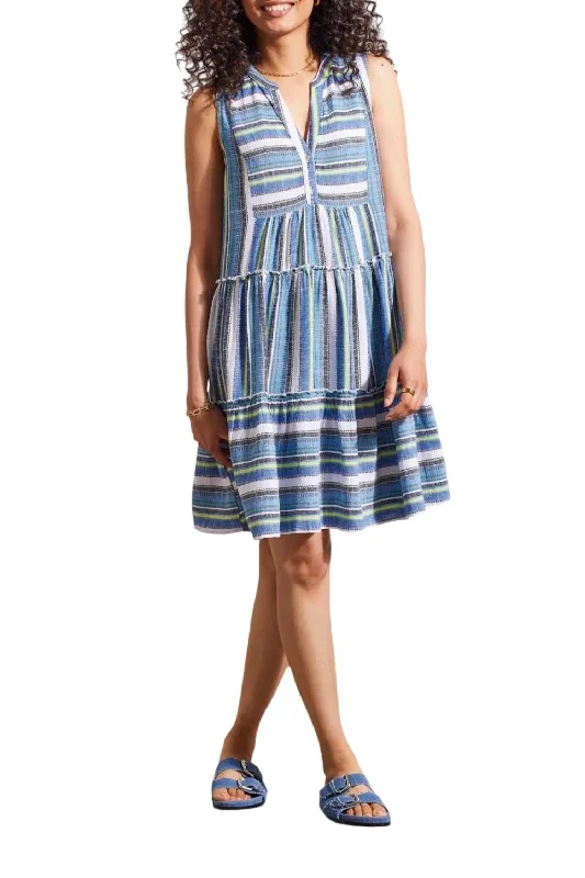 Great Deals Sleeveless Tier Dress In Blue Sea