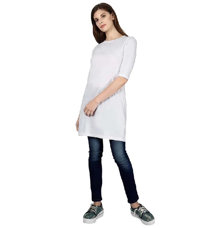 Exclusive Access Plain White Long Top for Women