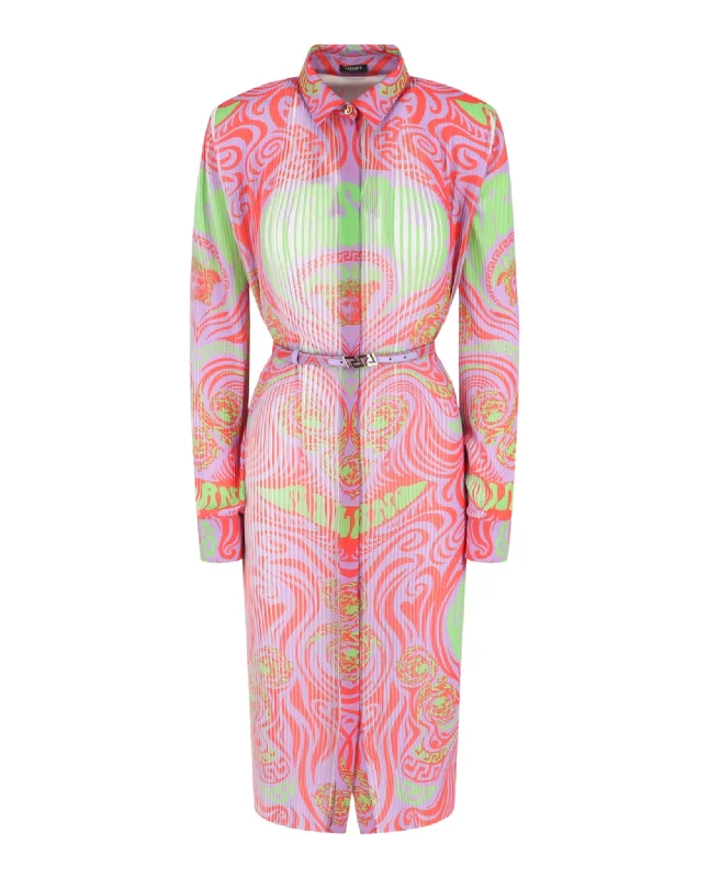 Huge Savings Medusa Music Pleated Shirt Dress